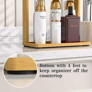 Two Tier Bamboo <b>Shelf</b> 8-11.9 In Rectangular Freestanding Bathroom Storage Organizer For Cosmetics And Daily Essentials - Product Image 3
