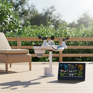 Stazione Meteo Digitale WiFi per Interni 7 <span class=keywords><strong>in</strong></span> 1 con Schermo Touch, Misuratore di Intensità Luminosa UVI, Pluviometro e Previsioni Meteo Professionali - Product Image 1