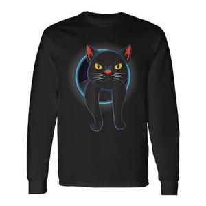 T-shirt a maniche lunghe per amanti dei gatti, design con gatto nero, per proprietari di animali domestici - Product Image 1