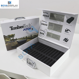 Customize size granite marble display stone quartz sample box case suitcase
