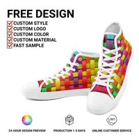Chaussures vulcanisées montantes personnalisées avec logo imprimé, baskets en toile OEM/ODM légères à lacets pour hommes et femmes toutes saisons