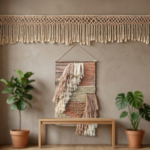 Décoration murale rectangulaire faite à la main, style bohème, en coton et laine, écologique, lavable, style artistique chinois, pour chambre à coucher et maison - Product Image 3