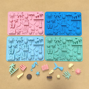 Molde de Silicona con Múltiples Formas de Playa Veraniega <span class=keywords><strong>para</strong></span> Manualidades con Resina, Fabricación de Jabón de Chocolate, Molde de Caramelos de Chocolate <span class=keywords><strong>para</strong></span> Decoración de Pasteles - Product Image 1