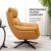 Fauteuil pivotant de luxe italien moderne en similicuir avec rembourrage en duvet pour salon et balcon