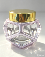 Pot cosmétique de luxe en verre à cadre creux avec couvercle doré pour crème visage – Contenant vide pour soins de la peau