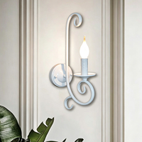 Applique murale LED rustique européenne à 1 lumière en fer blanc pour chambre, salon et couloir