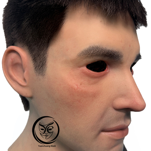 Masques de tête en silicone réalistes faits à la main, prix d'usine, avec cheveux, masque facial complet naturel et réaliste, pour cosplay masculin, accessoires de fête - Product Image 2