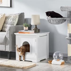 Enclos intérieur en bois pour <span class=keywords><strong>chat</strong></span>, idéal pour salle de bain, chambre et salon, avec porte, barre latérale et compartiment pour litière - Product Image 4