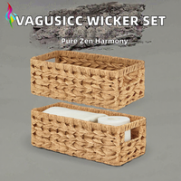 Paniers de rangement en polypropylène tressé à la main, souples, avec poignées, pour le rangement du papier toilette, organisation des étagères, petite taille