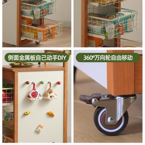 Retro Style Solid Wood Trolley <b>Kitchen</b> Storage Rack Mobile Tea <b>Cabinet</b> <b>Sideboard</b> Portable Adult Use - Product Image 5