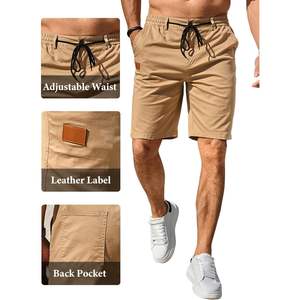 2025 pantalones cortos informales de estilo callejero para hombre, verano, playa, sarga elástica, Chino, algodón, cordón, talla XXS, Logo, poliéster - Product Image 3