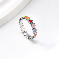 Bague en argent sterling S925 James Avery vintage en forme de cœur, jolie bague émaillée superposée, cœur ajouré tendance