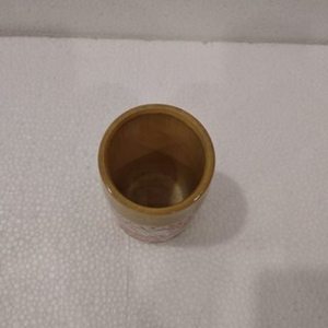 Bamboo fiber cup with light orange eggshell inlay, food safe cup made from bamboo now on sale - Product Image 3