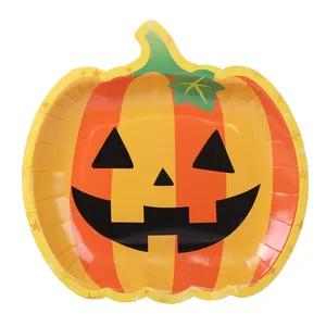 Piatti di Halloween a forma di zucca piatti di carta usa e getta per Halloween decorazioni per forniture festa Halloween forniture favore