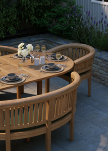 Meubles de jardin Arica au design moderne pour hôtels de haute qualité, élégants et robustes, en teck, pour les repas en plein air, confortables, avec 6 places et intempéries - Product Image 3