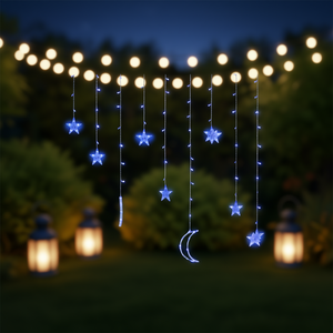 Luci Fatate Blu 6,6 Piedi di Larghezza, Illuminazione per Feste in Plastica con Telecomando - Product Image 2