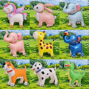 Ballon marcheur en forme d'<span class=keywords><strong>animal</strong></span> de dessin animé avec roue pour la décoration de fêtes d'anniversaire et de rassemblements pour enfants, en <span class=keywords><strong>film</strong></span> d'aluminium - Product Image 3