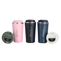 Gobelet isotherme portable moderne en acier inoxydable 304 avec affichage LED de la température, 510 ml, tasse à café sous vide écologique 12-24