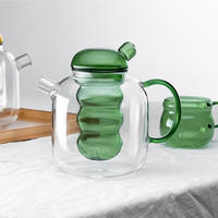 Théière en verre borosilicate coloré écologique et original avec infuseur amovible