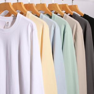 Streetwear Vêtements de travail col rond vierge surdimensionné logo personnalisé coton unisexe broderie impression Fitness 230gsm manches longues hommes <span class=keywords><strong>t</strong></span>-shirts - Product Image 4