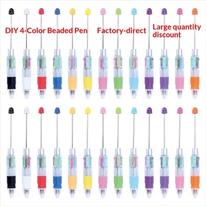 Soft Grip Transparent Plastic Beadable <strong>Pen</strong> 4 Cores Black,Blue,Red,<strong>Green</strong> Inks DIY Beads <strong>Pen</strong> Blank Shaft Add a Bead Beading <strong>Pen</strong> - Product Image 2