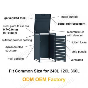 240L Kim Loại Wheelie Bin Hộp Bền Thùng Rác Có Thể Lưu Trữ Kho Có Thể Khóa Chất Thải Thùng Bìa Thép Thùng Rác Có Thể Hộp Cho Sân Vườn - Product Image 3