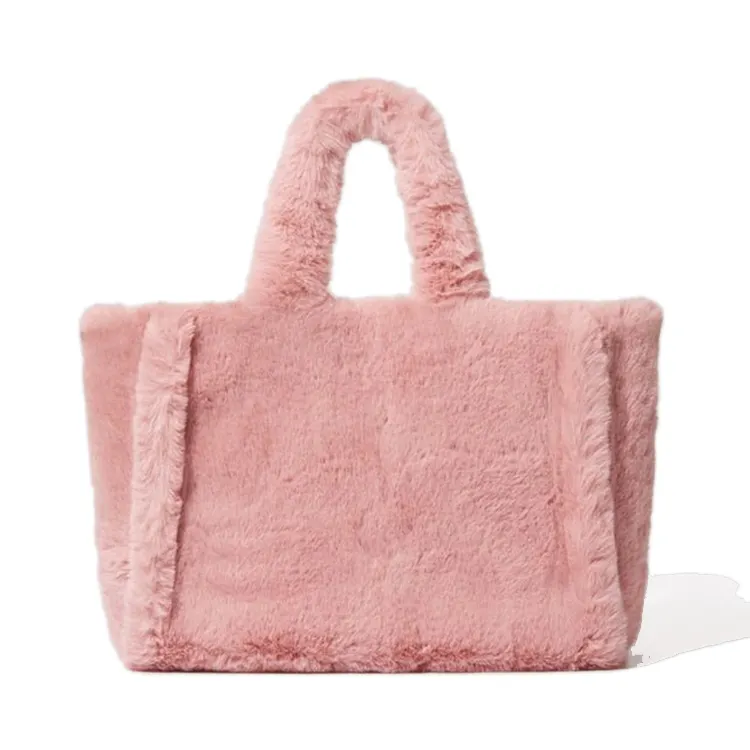 Trendy Handbags Women's Faux Fur Plush Purses Big Tote Shoulder Bag with Soft Handle