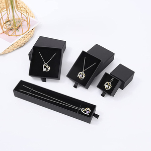 Custom logo luxury long cardboard necklace jewelry box black white red ring sliding Drawer jewelry gift box with sponge packing