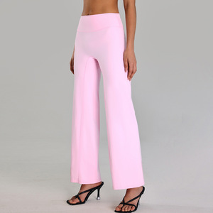 Pantalones rectos de pierna ancha para mujer Leggings de Yoga de cintura alta de nailon 75% para levantamiento de cadera y actividades al aire libre - Product Image 2