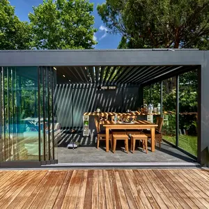 Vente en gros Pergola extérieure bioclimatique automatique imperméable personnalisée Pare-soleil de jardin Pergola à toit en aluminium