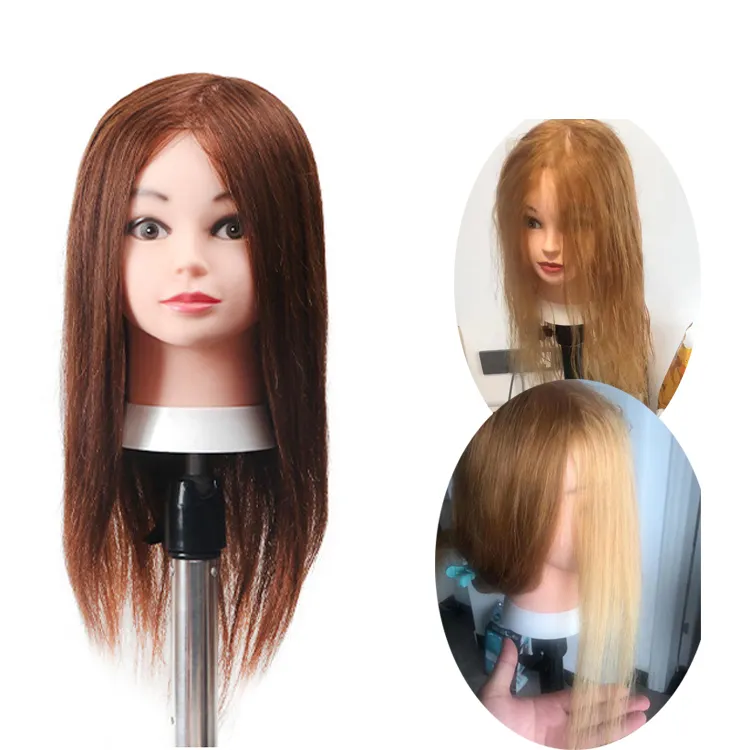Professional Hairdresser Female Hair Training Doll Head 100% Human Hair Mannequins Training Heads For Dyeing Dleached