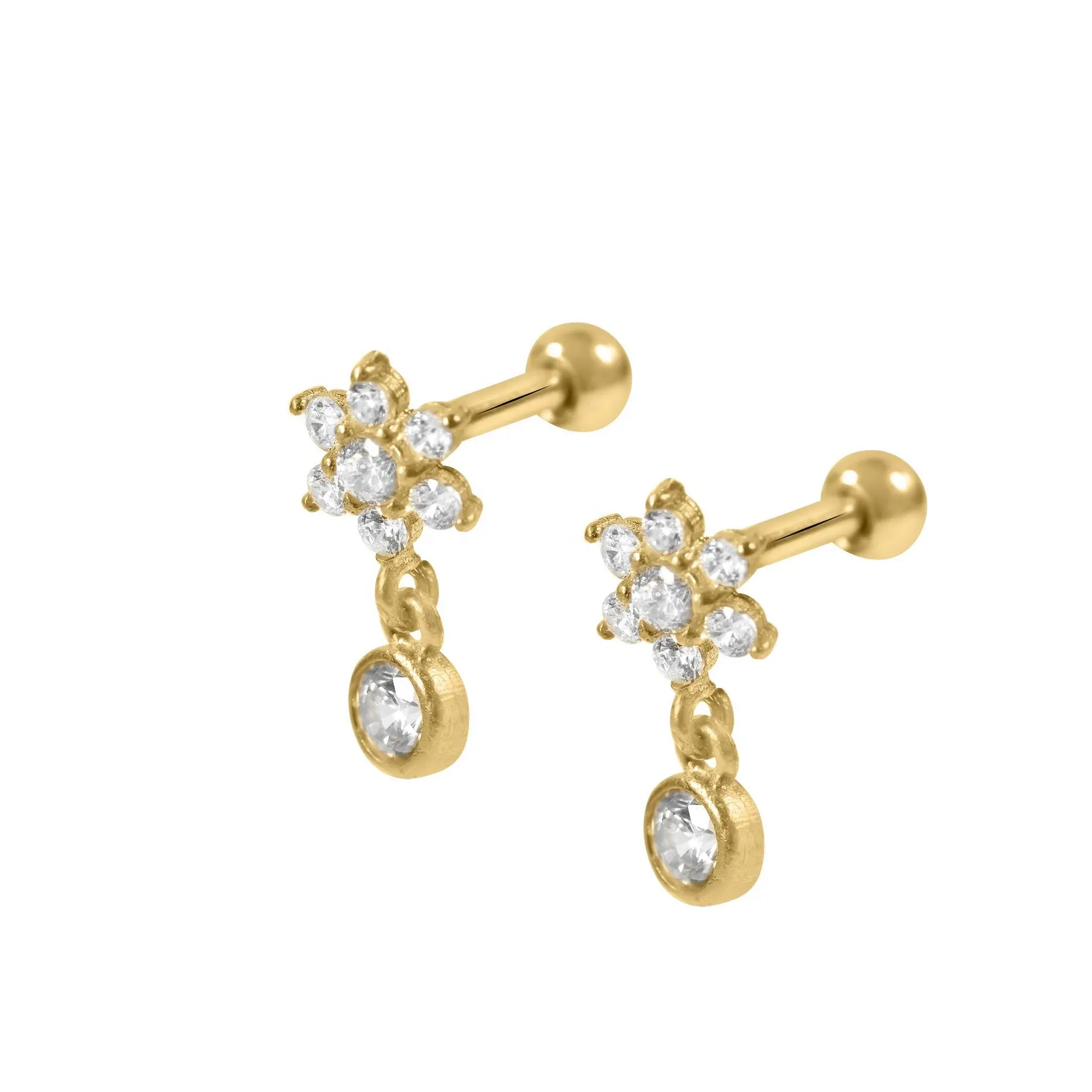 Best selling 18k gold plated 925 sterling silver squash blossom earrings