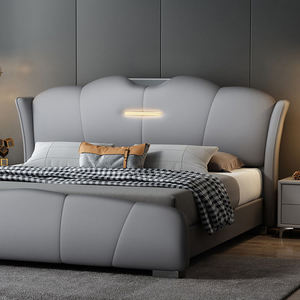 Lit King Size Moderne Capitonnée en Cuir de Luxe de Haute Qualité avec Tête de Lit Haute et Confortable, Meuble de Chambre à Coucher avec Rangement Y8 - Product Image 3