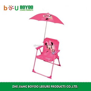 BOYOO Girl's Pink Metal Folding Chair with Parasol-Durable &amp; Comfortable <strong>Outdoor</strong> <strong>Kids</strong> <strong>Furniture</strong> Portable Design - Product Image 1
