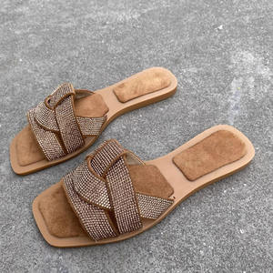 جديد بابوش فام حجر الراين مريح يتوهم أحذية في الهواء الطلق الصيف السيدات صنادل شبشب مسطح للنساء - Product Image 3