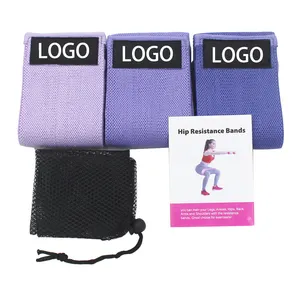 Private Label Vrouwen Fitness Yoga Loop Booty Stof Latex Weerstand Oefening Bands Set
