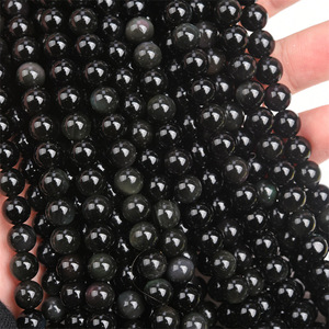 Black Obsidian Natural Stone <strong>Beads</strong> for Jewelry Making, Loose <strong>Beads</strong> <strong>Wholesale</strong> Custom or Bracelets, Fashion Necklaces - Product Image 1