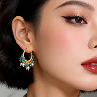 Boucles d'oreilles pendantes tendance en argent plaqué or 18 carats, turquoise, cuivre, pierres précieuses brutes naturelles irrégulières, bijoux de fiançailles pour femmes, style bohème
