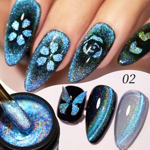 Esmalte de Uñas Semipermanente con Brillo <span class=keywords><strong>Azul</strong></span>, Gel UV para Arte de Uñas, Suministros para Uñas, Gel Magnético Láser Colorido Efecto Ojo de Gato - Product Image 1