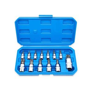 13pcs Perangkat Perkakas Rumah Tangga Baja Vanadium 1/4'' 3/8 dan 1/2'' Drive T8-T70 Set Soket Bit Torx - Product Image 1
