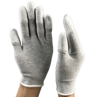 Guantes Antiestáticos de Fibra de Carbono Gris de Calibre 13 para Cuarto Limpio, Sin Pelusas, con Punta de Dedo Recubierta de PU