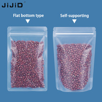 Sac alimentaire personnalisé JIJID, fond plat, qualité alimentaire, fond carré, réutilisable, fermeture éclair, autoportant, givré, emballage plastique