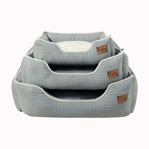 Großhandel Superweicher Designer-Stoff Kariertes Quadratisches Bio-Baumwoll-Luxus-Haustierbett - Product Image 4