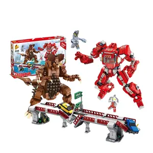 潘洛斯690006红色奥特曼机器人和怪物Diy玩具原创教育建筑儿童砖玩具
