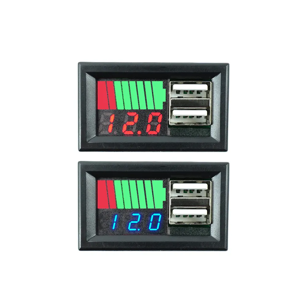 車の電圧計パネル12v 24v 84v電圧容量インジケーターライト (USB付き)