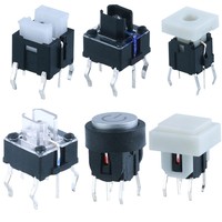12x12mm Interrupteur Tactile Momentané Micro Bouton Poussoir Mini Petit RGB LED Tact Interrupteur Plug in DIP Terminal Avec Couvercle En Cristal