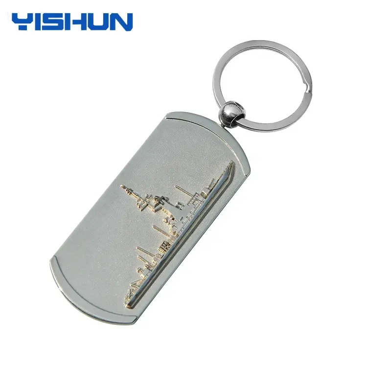 Cheap Wholesale Keyring Fancy Brand Promotion Gift Key Chain Custom Logo Rectangle 3d Embossed Silver Metal Gym Sport Keychain