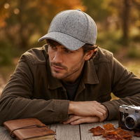Eeuwige 100% wollen vilt baseballcap, uniek, onbedrukt, warm, met handgebreide argyle luipaard fruitpatroon, dobby sportieve Oxford stof