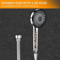 Pomme de douche filtrante à eau à 5 modes, grande surface noire, réglable, haute pression, ions négatifs, adoucisseur d'eau dure, ensemble de pomme de douche
