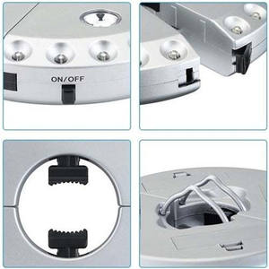 Lampe de camping LED Roman Umbrella, plafonnier rond détachable, argent, blanc, noir, blanc, fonctionne avec une pile 1,5 V - Product Image 1